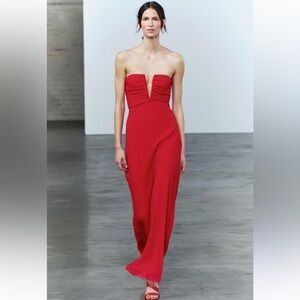 ZARA RUCHED STRAPLESS DRESS